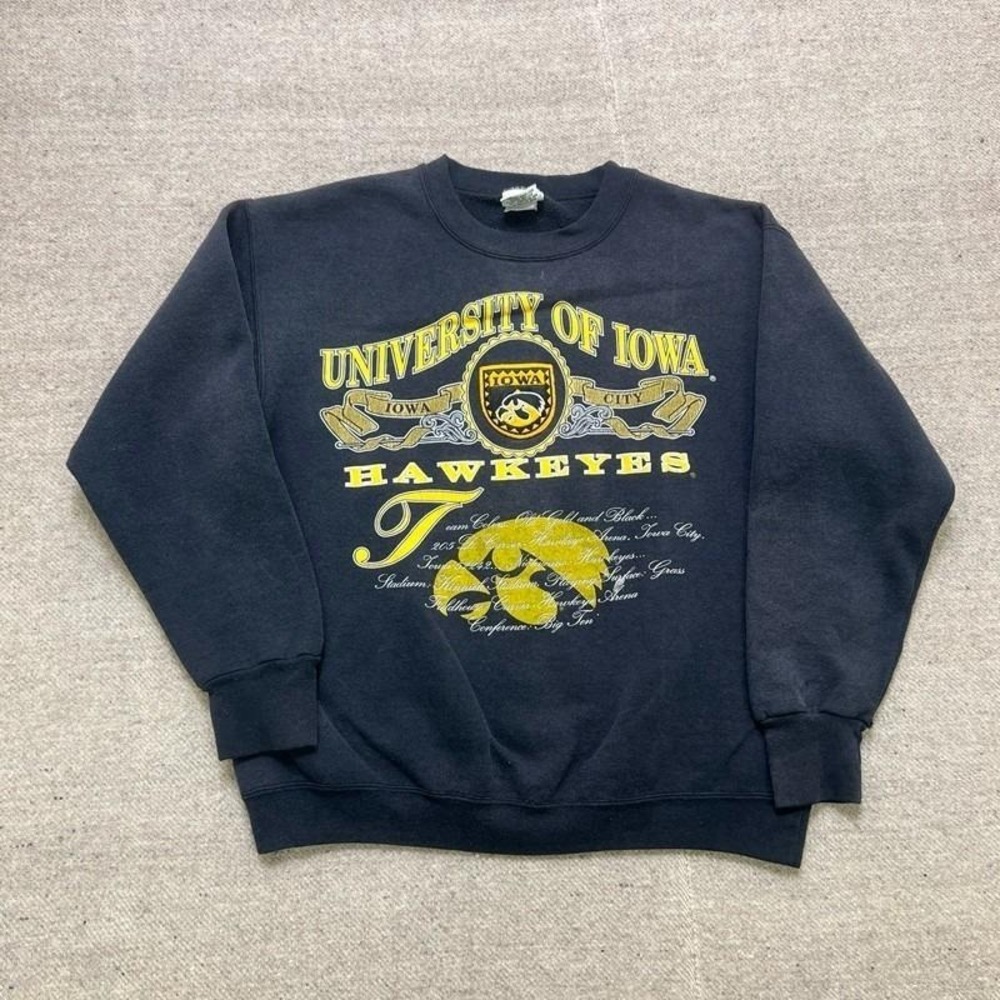 Vintage University Of Iowa Hawkeyes Sweatshirt Mens Large Black 1990s Nutmeg